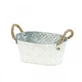 Floristik24 Decorative bowl oval silver with handles metal plant bowl 22.5×13.5cm