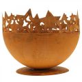 Floristik24 Metal bowl with stars, Christmas decoration, decorative vessel patina Ø25cm H20.5cm