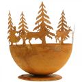 Floristik24 Decorative bowl with Christmas sleigh, Advent decoration, metal vessel patina Ø25cm H32.5cm