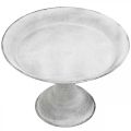 Floristik24 Decorative bowl with foot decorative plate metal white Ø22cm H15.5cm