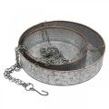 Floristik24 Plant bowl for hanging, metal vessel with chain silver, copper-colored Ø30/40m H9/9.5cm L98/112cm