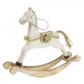 Floristik24 Wooden rocking horse, Christmas decoration White Golden H18cm