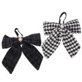 Floristik24 Fabric bow with brooch and hanger, checkered, 24cm, 2 pieces