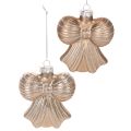 Floristik24 Glass Christmas ornaments, bow for hanging, 10cm, 2 pieces