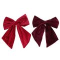 Floristik24 Red velvet corduroy fabric bow for hanging Christmas decorations, 24cm, 2 pieces