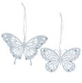 Floristik24 Butterfly hanger with rhinestones white 15cmx10cm 6pcs