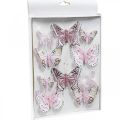 Deco butterflies with clip, feather butterflies pink 4.5-8cm 10p