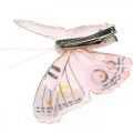 Deco butterflies with clip, feather butterflies pink 4.5-8cm 10p