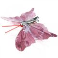 Deco butterflies with clip, feather butterflies pink 4.5–8cm 10pcs