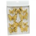 Floristik24 Spring butterfly with clip golden spring decoration 6cm 10pcs in a set