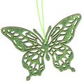 Floristik24 Decoration hanger butterfly green glitter8cm 12pcs
