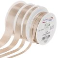 Decorative taffeta ribbon, beige, various widths, 50m | Floristik24.ie