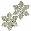 Floristik24 Snowflake wood 4cm light gold with mica 72pcs