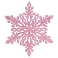 Floristik24 Snowflake wood 8-12cm pink/white 12pcs.
