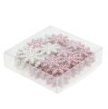 Floristik24 Snowflake 4cm pink/white with glitter 72pcs
