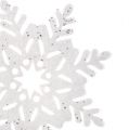 Floristik24 Snowflake white with mica sort. 10cm 12pcs