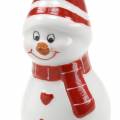 Floristik24 Christmas decoration snowman ceramic 10cm red, white 2pcs