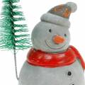 Floristik24 Christmas figure snowman with fir tree concrete gray, colored 9cm – 11cm 4pcs