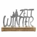 Floristik24 &quot;Winter time&quot; table decoration, metal, mango wood, silver 33 × 22cm