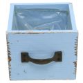 Floristik24 Plant box wooden drawer light blue shabby 12.5×12.5×10cm
