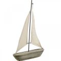 Floristik24 Sailing boat, boat made of wood, maritime decoration shabby chic natural colors, white H37cm L24cm