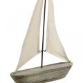 Floristik24 Sailing boat, boat made of wood, maritime decoration shabby chic natural colors, white H37cm L24cm