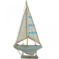 Floristik24 Deco sailboat white-blue wood, linen maritime decoration H34.5cm
