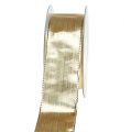 Floristik24 Gift ribbon gold with wire edge 40mm 25m