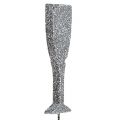 Floristik24 Champagne glass with glitter silver 8cm L28cm 24pcs