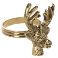 Floristik24 Metal napkin ring with deer head in gold look, 6cm, 4 pieces