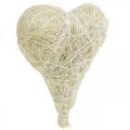 Floristik24 Sisal hearts, Valentine&#39;s Day, Mother&#39;s Day, bleached decorative hearts, cream white H7.5–9cm 16 pcs