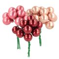 Floristik24 Christmas baubles on wire, set mini shiny mirrored berries, 20mm, 140 pieces