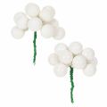 Floristik24 Mirrored berry mini glass balls on wire, white, 25mm, 140 pieces