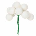 Mirrored berry mini glass balls on wire, white, 25mm, 140 pieces | Floristik24.ie