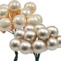 Floristik24 Mini Christmas balls on wire gold, cream Ø1.5cm 140p