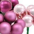 Floristik24 Mini Christmas ball pink berry mirror berries glass Ø25mm 140p