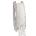 Floristik24 Decorative cotton ribbon with lace pattern on a roll for DIY and decoration, 25mm wide, 10m long