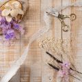 Decorative cotton ribbon with lace pattern on a roll for DIY and decoration, 25mm wide, 10m long | Floristik24.ie