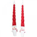 Tapered snowman candle Christmas red 26cm 2pcs