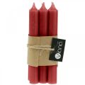 Floristik24 Rod candle red colored candles ruby red 180mm/Ø21mm 6pcs