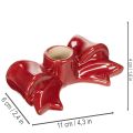 Red bow-shaped candle holders for 11cm taper candles, 2 pieces | Floristik24.ie