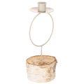 Floristik24 Candle holder with birch wood base and metal ring, 20cm