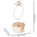 Candle holder with birch wood base and metal ring, 20cm | Floristik24.ie