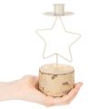 Star-shaped candle holder with wooden base for a 20cm candle | Floristik24.ie
