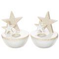 Floristik24 Ceramic Star Candle Holders, Christmas Decoration, 11cm, 2 Pieces