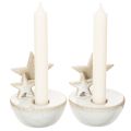 Ceramic Star Candle Holders, Christmas Decoration, 11cm, 2 Pieces | Floristik24.ie