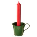 Floristik24 Taper candle holder cup candle holder dark green H6cm 6pcs