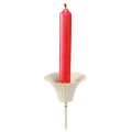 Candle holder with spike in flower shape, cream-colored, 11cm, 4 pieces | Floristik24.ie