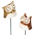 Floristik24 Ceramic owl stake decorative figure for plants 26cm 2pcs