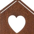 Rusty garden stake birdhouse with heart and branch 100cm | Floristik24.ie